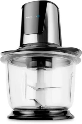 Obrázek produktu pro PHILCO PHHB 6911 Kuchyňský sekáček, příkon 400 W, skleněná mísa o objemu 1,5 l, 4 nerezové sekací nože, protiskluzový spodek sekáčku, barva černá