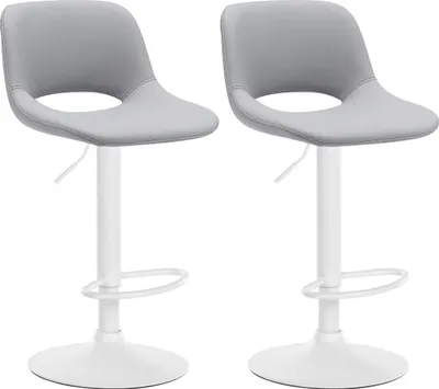 Produktbild von CLP 2er Set Barhocker Camden Kunstleder drehbar und höhenverstellbar grau Material Gestell Metall matt weiss