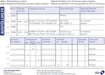 Produktbild von Formularbuch Fahrtenbuch A6 quer VE=10x40 Blatt mit Ausfüllhilfe