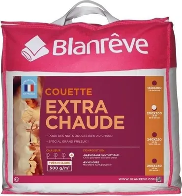 Image de Couette Microfibre Extra Chaude, 200 x 200 cm, 500 g/m², Blanc