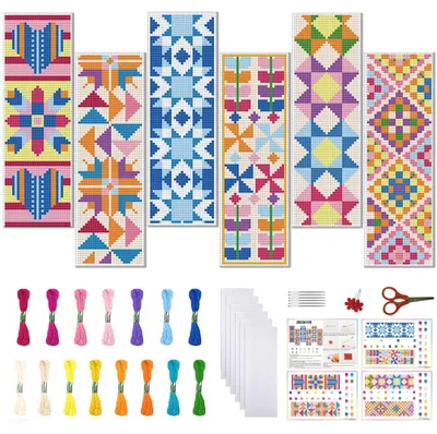 Kreuzstich Lesezeichen Set 6er 11CT DIY Quilt Thema