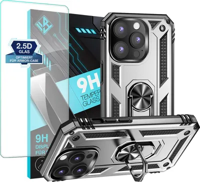 Produktbild von Armor Outdoor Handyhülle für Apple iPhone 14 Pro Max Handy Panzer Case Schutzhülle mit 9H Displayglas Displayschutz Farbe: Silber