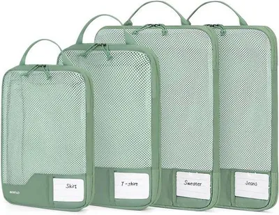 Produktbild von ECOHUB 4-teilige Packwürfel Komprimierung Packwürfel Tasche Tearproof für Kofferorganisation, Green Travel Cubes für Rucksack & Ha