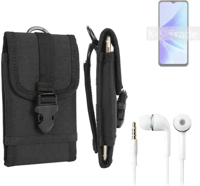 Produktbild von K-S-Trade Holster Schutz Hülle kompatibel mit Oppo A77s Gürteltasche Handy Hülle Tasche outdoor Seitentasche schwarz 1x + Kopfhörer