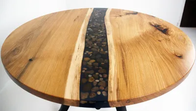Produktbild von Runder Esstisch Epoxid Harz Tische Besprechungstisch Konferenz Tisch Massiv Holz