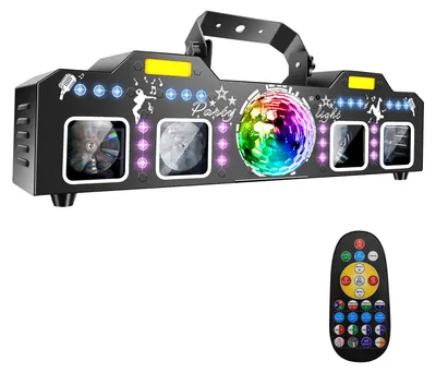 Zdjęcie produktu dla Światło sceniczne do imprez, oświetlenie dyskotekowe z 96 wzorami laserowymi, lampa LED PAR UV, stroboskop RGB, sterowanie dźwiękiem, idealne do barów, klubów, wesel i KTV. Wtyczka EU. Model: WRSL27