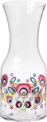 Produktbild von KROSNO Folk Bunte Karaffe 900 ml – farbige Glas-Karaffe für Wasser, Säfte & Getränke, dekoratives Design für Tisch, Küche und stilvolles Servieren