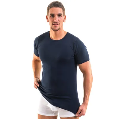Herren kurzarm Shirt Rundhals marine