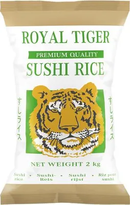 Produktbild von Royal Tiger Sushireis, 2kg, Reis für Sushi, Risottoreis, Rundkornreis