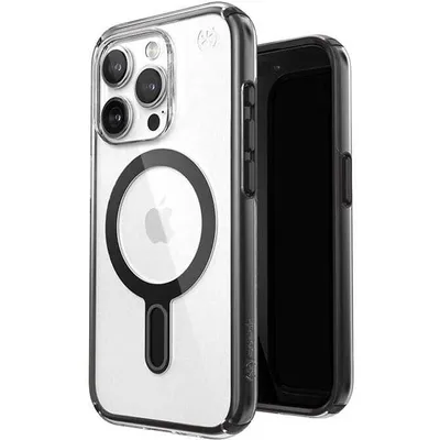 A clear protective phone case with MagSafe compatibility for an iPhone 15 Pro.