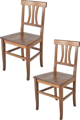 Produktbild von t m c s Tommychairs - 2er Set Stühle ARTEMISIA  für Küche und Esszimmer, robuste Struktur aus lackiertem Buchenholz in der Farbe Nussbraun und Sitzfläche aus Holz