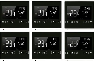 Obrázok produktu pre 6X Smart Digital – izbový termostat s LCD dotykovým displejom, nástenný termostat pre elektrické kúrenie 16 A, podlahové kúrenie, programovateľný, s bielym rámom