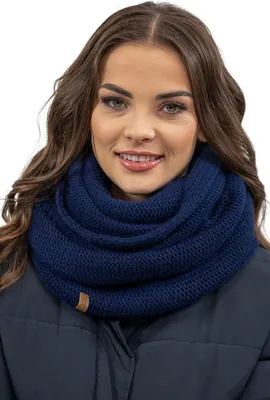 Image de Vivisence Boucle Femme Hiver Taille Unique - Chaud Foulard Femme Classique Hiver Confortable Automne Foulard tubulaire Femme XXL - Bleu Foncé