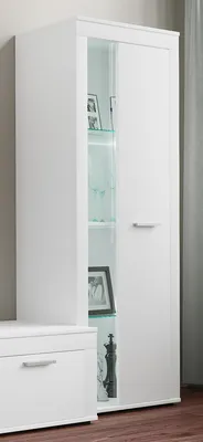 Produktbild von VCM Holz Kommode | Sideboard mit Drehtüren | Highboard mit einer Glastür | Maße ca. H. 159 x B. 60 x T. 35 cm - Usilo