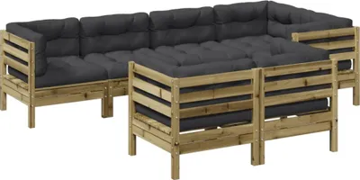 Produktbild von vidaXL 7-tlg. Garten-Sofagarnitur mit Kissen Kiefernholz Imprägniert