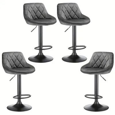 Immagine prodotto di Sgabello da bar - Sgabello per bar - Set di 4 - Rivestimento in velluto