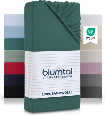Produktbild von Blumtal Baumwolle Spannbettlaken für Topper 140x200cm Basics Jersey - Spannbetttuch aus Baumwolle - Silver Pine