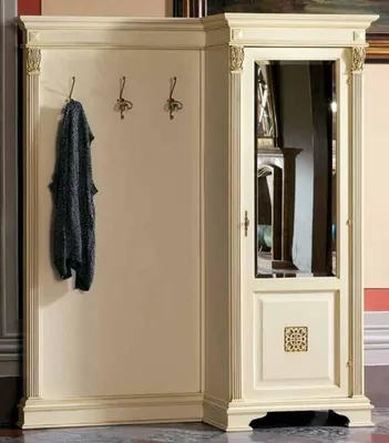 Produktbild von Casa Padrino Luxus Barock Garderobe mit Schrank Creme / Gold - Massivholz Garderobe im Barockstil - Luxus Garderoben Möbel im Barockstil - Luxus Qualität -  Italy