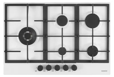 Image de Schock STR85THWH plaque Blanc Intégré 75 cm Gaz 5 zone(s)