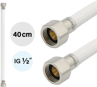 Produktbild von Flexschlauch DN8 IG/IG 1/2" -400mm Weiss Gebürsteter Stahl