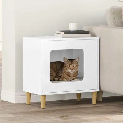 Produktbild von Modernes Katzenhaus aus Holz in Hochglanzweiß