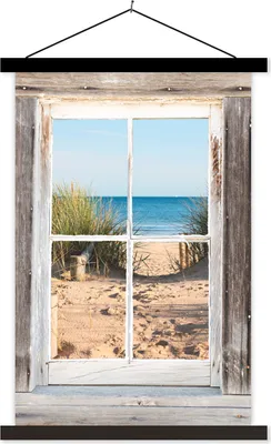 Produktbild von MuchoWow® Textilposter Aussicht - Strand - Meer 40x60 cm mit schwarzem Rahmen - Wanddekorationen