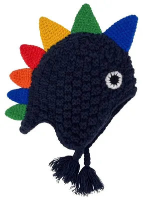 Immagine prodotto di Berretto da bambino con motivo dinosauro, con auricolari, colore blu navy, taglia 1-2 anni