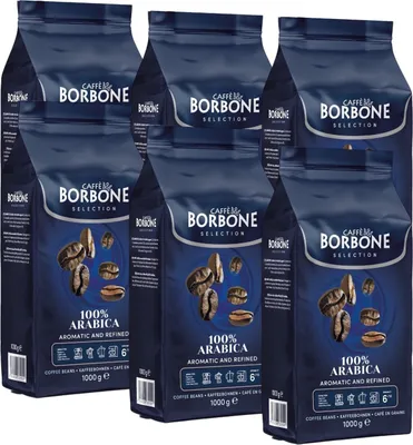 Produktbild von Caffè Borbone Selection 100% Arabica ganze Kaffeebohnen 6x1000g | Fruchtig im Geschmack mittlere Kaffee-Röststufe 100% Arabica Bohnen 6000g