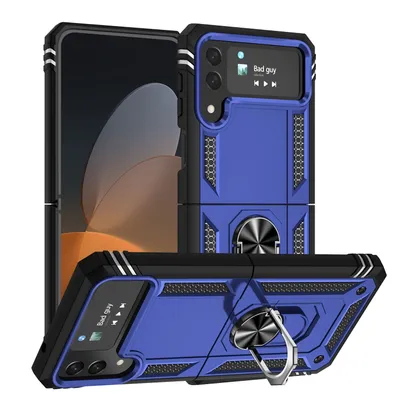 Image de Housse de protection pour Samsung Galaxy Z Flip4 5G Case Cover Bumper Etuis Standfunktion, Couleur:Bleu