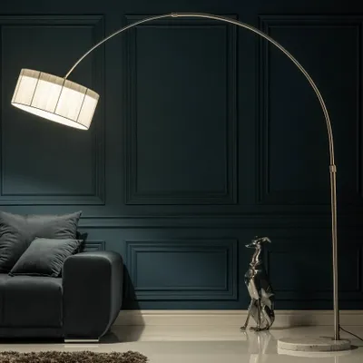 Produktbild von riess-ambiente Design Bogenlampe EXTENSO 230cm weiß mit weißem Marmorfuß Stehleuchte Lampe Leuchte Stehlampe