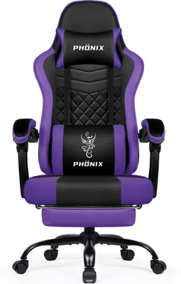 Obrázok produktu pre Herná stolička, ergonomická, s nastaviteľnou opierkou nôh, s pamäťovou penou, fialová