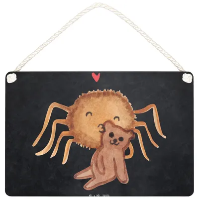 Produktbild von Mr. & Mrs. Panda Schild Spinne Agathe Teddy DIN A5 - Kreidetafel - Geschenk, Dankeschön, Wandbild Holz, Verliebt, wandtafel, holzbild, Treue, kleine aufmerksamkeit