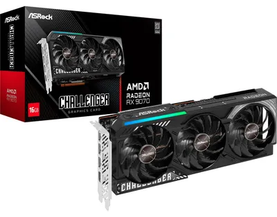 Produktbild von Asrock Challenger Radeon RX 9070, Radeon RX 9070, 16 GB, GDDR6, 256 Bit, 7680 x 4320 Pixel, PCI Express x16 5.0