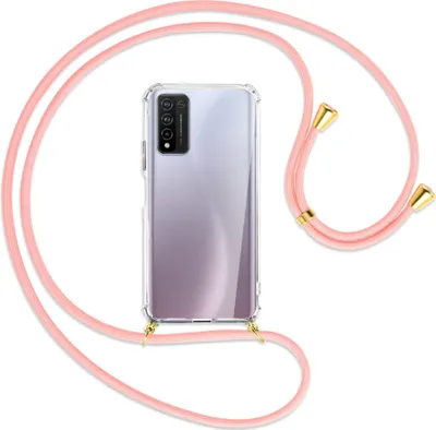Produktbild von Handykette Backcover-Schutzhülle mit Band (Metall goldfarben) für Honor 10X Lite - rosa