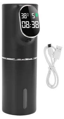 Obrázek produktu pro Automatický dávkovač pěnového mýdla, elektrický, USB, nabíjecí, bezdotykový, pro koupelnu a kuchyň, černý