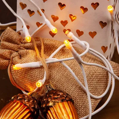 Zdjęcie produktu dla Świąteczna lampka LED do wnętrz z wtyczką – 50 sztuk – Lampka LED do użytku wewnętrznego, wyposażona w 50 ciepłobiałych diod