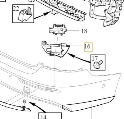 Immagine prodotto di VOLVO S60 III staffa paraurti posteriore destro OE