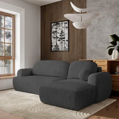 Produktbild von Masseno Ecksofa MODENZA P R-S mit Schlaffunktion L-Form, Sofa mit Bettkasten, Wohnzimmersofa, Couch, Soffa, Bettsofa, Couchgarnitur- Grau, POSO 34