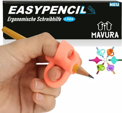 Produktbild von EASYPENCIL Ergonomische Schreibhilfe Stifthaltung Stiftehalter Bleistift Grips für Kinder Rechts- und Linkshänder Stifthalter Schreibgriff Bleistifthalter Schreiblernhilfe [6er Set] Farben zufällig