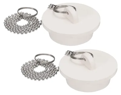 Image de Bouchon de vidange - 2 pièces - Pour lavabos et baignoires - Ø 41 mm - Blanc