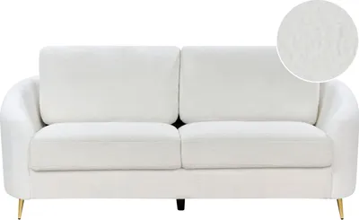 Produktbild von BELIANI 3-Sitzer Sofa Weiß Bouclé Stoffbezug mit Armlehnen Goldenen Metallfüßen Glamourös Modern Wohnzimmer Schlafzimmer Möbel Sitzmöbel