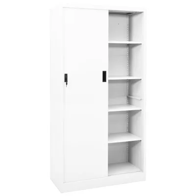 Produktbild von vidaXL Büroschrank mit Schiebetür Weiß 90x40x180 cm Stahl