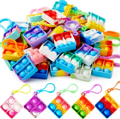 Produktbild von 30 Stück(Quadrat) Pop-Schlüsselanhänger, Mini-Fidget-Spielzeug, , Partygeschenke für Kinder von 4–8, Popit Keychain für Kinder Jungen Mädchen Mitgebse
