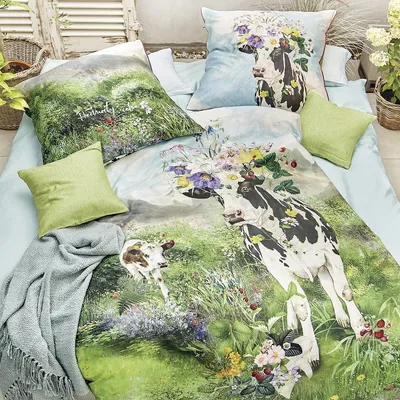 Produktbild von Irisette Mako-Satin Bettwäsche Magic K Bergwiese grün 135x200 cm + 80x80 cm
