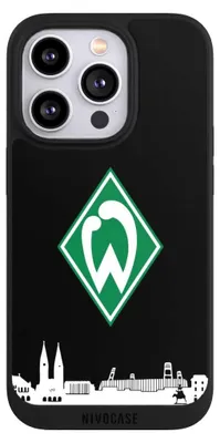 Produktbild von NIVOCASE Handyhülle für Apple iPhone 14 Pro  Hülle NIVOpure Case Schwarz Offizielles Lizenzprodukt SV Werder Bremen Skyline