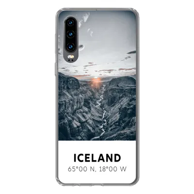 Produktbild von MuchoWow® Handyhülle Schutzhülle Hülle für Huawei P30 Island - Sonne - Berge Silikon Softcase Handy Hülle - Kartenbesitzer