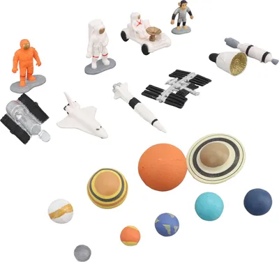 Immagine prodotto di Figura spaziale dell'astronauta, playset del pianeta con satellite lunare modello di collezione di giocattoli d'avventura
