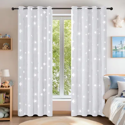 Zdjęcie produktu dla Zasłony zaciemniające, termoizolacyjne, nieprzezroczyste, z przelotkami, srebrno-szare, zestaw 2 sztuk, 260x140 cm