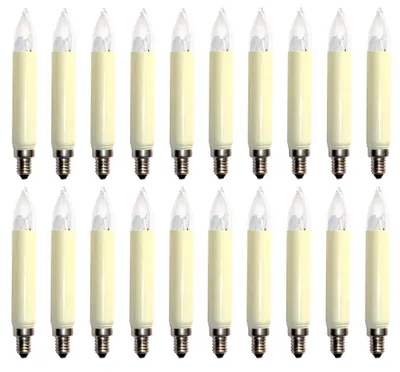 Produktbild von 20 Stück Schaftkerzen 14V 3W E10 Normalschaftkerze Ersatzlämpchen für Lichterkette Schwibbogen Weihnachten