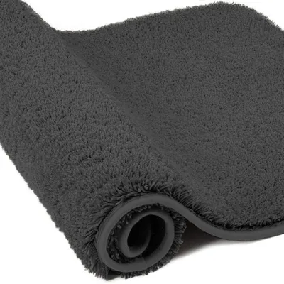 Productafbeelding van Badmat van microvezel, 60x120 cm, donkergrijs, 2 cm dik, absorberend, antislip